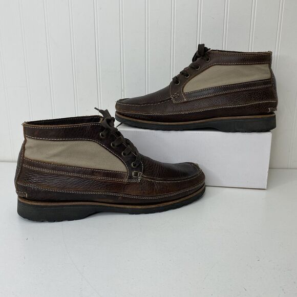 Duluth Trading Boots Mens 10M Work Ankle Chuckka Brown Leather Canvas Lace Up main image 10